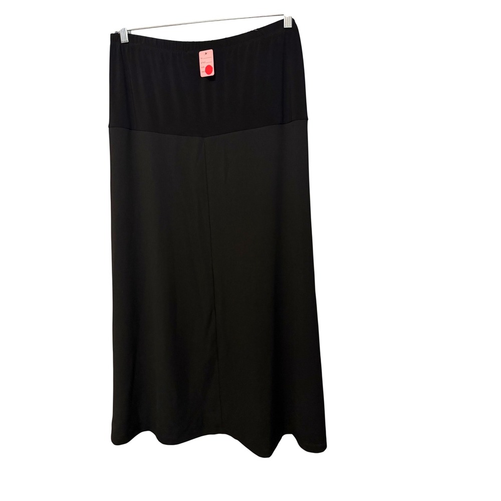 Mini M New York Womens 3XL Black Maxi Skirt Elastic Waist Made in USA Plus Size